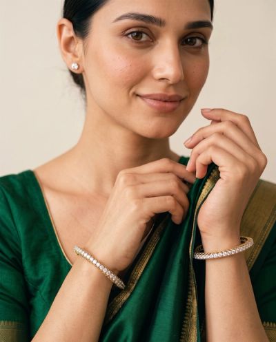 Celeste Single Line Diamond Bangles · Yellow Gold · Diamond Jewellery — Ashok Jewels, Jodhpur view 3