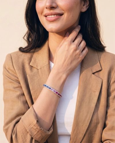 Margaux Rainbow Gemstone Bracelet · Rose Gold · Diamond Jewellery — Ashok Jewels, Jodhpur view 3