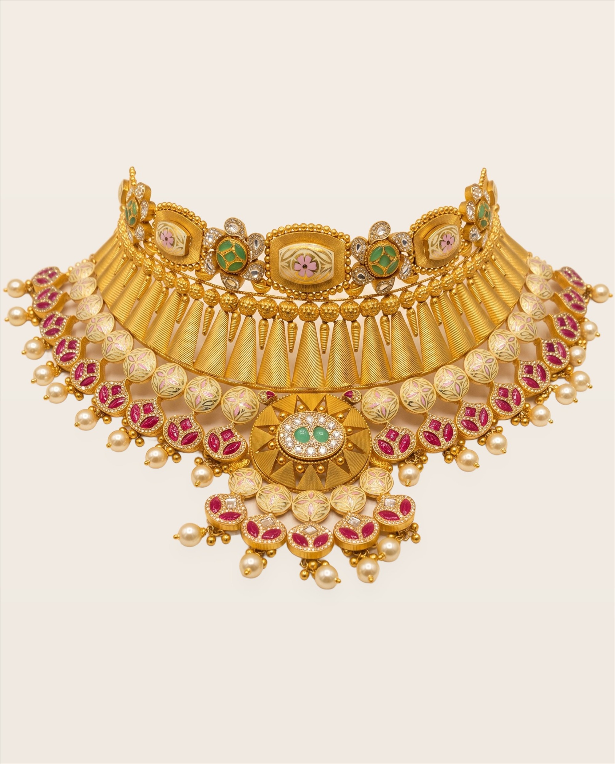 Jodha Meenakari Choker Set AJ-SET-MIN-001 · Yellow Gold · Bridal Sets — Ashok Jewels, Jodhpur