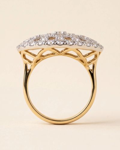 Dome Cocktail Diamond Ring · Yellow Gold · Diamond Jewellery — Ashok Jewels, Jodhpur view 2