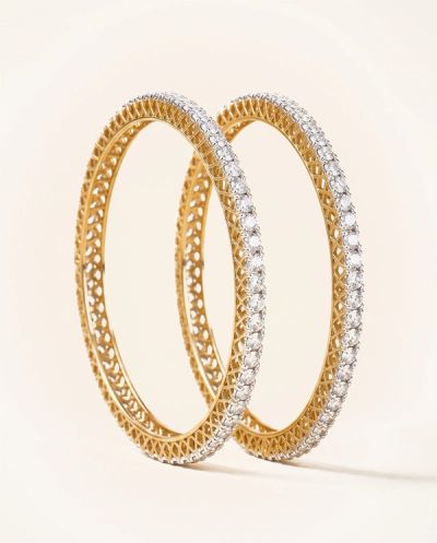 Celeste Single Line Diamond Bangles · Yellow Gold · Diamond Jewellery — Ashok Jewels, Jodhpur view 1
