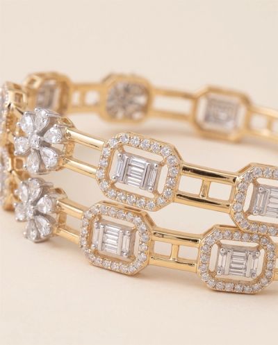 Aurelia Diamond Bangles · Yellow Gold · Diamond Jewellery — Ashok Jewels, Jodhpur view 2