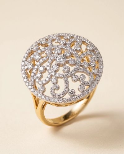 Dome Cocktail Diamond Ring · Yellow Gold · Diamond Jewellery — Ashok Jewels, Jodhpur view 1