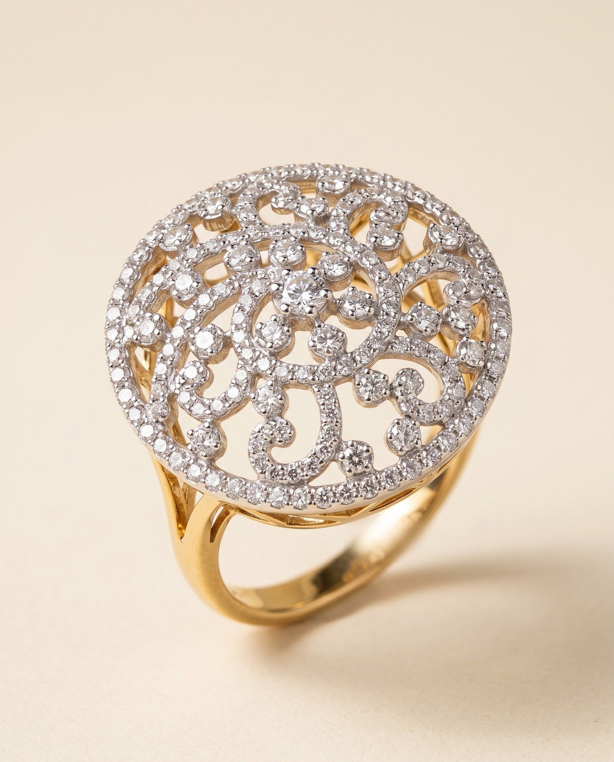 Dome Cocktail Diamond Ring · Yellow Gold · Diamond Jewellery — Ashok Jewels, Jodhpur