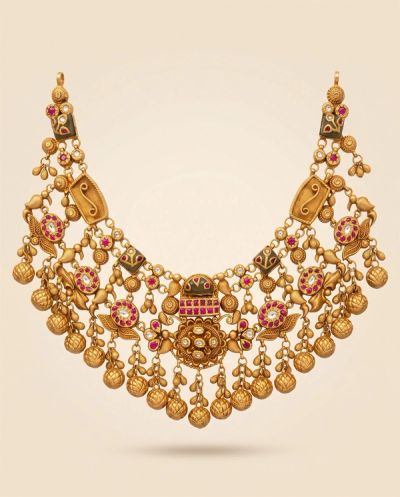 Suryakanwar Rajwadi Choker Set · Yellow Gold · Gold Jewellery — Ashok Jewels, Jodhpur view 1