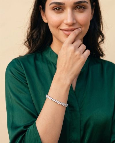 Elara Diamond Tennis Bracelet (Marquise) · White Gold · Diamond Jewellery — Ashok Jewels, Jodhpur view 3