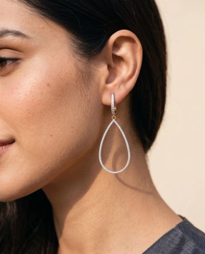 Isadora Diamond Drops · Yellow Gold · Lightweight Everyday Jewellery — Ashok Jewels, Jodhpur view 2