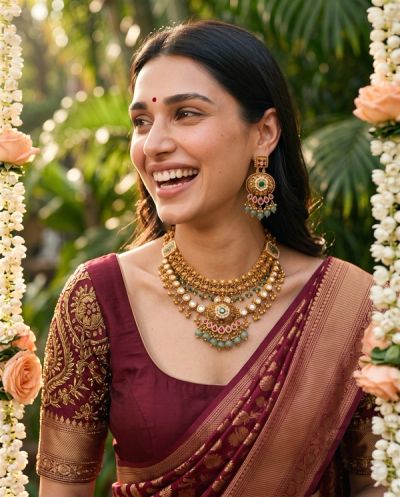 Gulab Kanwar Antique Necklace Set · Yellow Gold · Gold Jewellery — Ashok Jewels, Jodhpur view 3