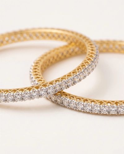Celeste Single Line Diamond Bangles · Yellow Gold · Diamond Jewellery — Ashok Jewels, Jodhpur view 2