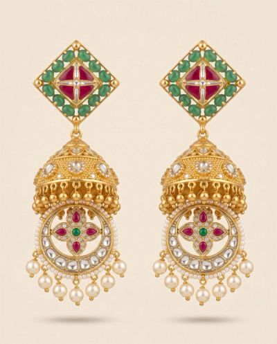 Padmini Jadau Choker Set - AJ-SET-JAD-001 · Yellow Gold · Bridal Sets — Ashok Jewels, Jodhpur view 3
