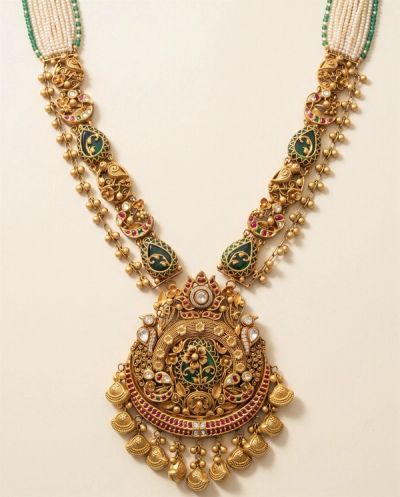 Tarabai Jadau Haar Set · Yellow Gold · Bridal Sets — Ashok Jewels, Jodhpur view 1