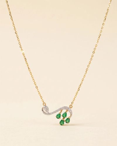 Adeline Emerald and Diamond Necklace · Yellow Gold · Lightweight Everyday Jewellery — Ashok Jewels, Jodhpur view 1