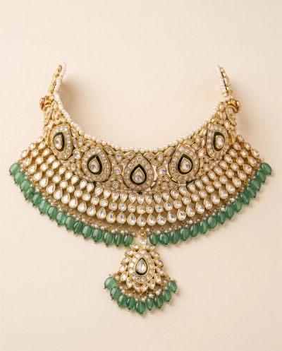 Krishnakumari Rajwadi Choker Set · Yellow Gold · Bridal Sets — Ashok Jewels, Jodhpur view 1