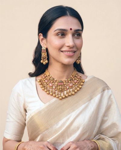 Suryakanwar Rajwadi Choker Set · Yellow Gold · Gold Jewellery — Ashok Jewels, Jodhpur view 4