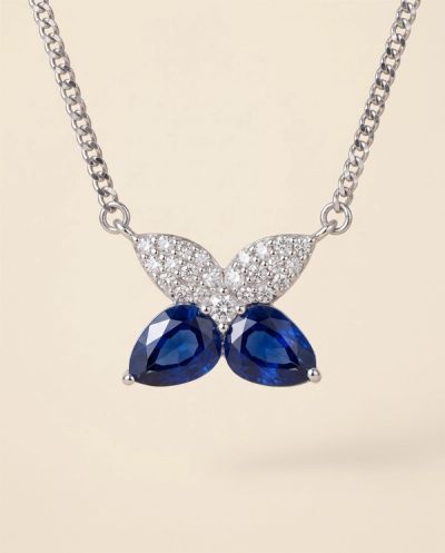 Estelle Butterfly Diamond Necklace · White Gold · Lightweight Everyday Jewellery — Ashok Jewels, Jodhpur view 1