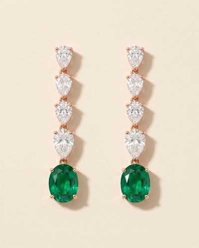 Ophelia Emerald Fringe Diamond Necklace Set · Rose Gold · Diamond Jewellery — Ashok Jewels, Jodhpur view 2