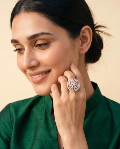 Dome Cocktail Diamond Ring · Yellow Gold · Diamond Jewellery — Ashok Jewels, Jodhpur view 3