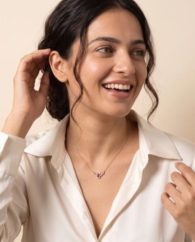 Camille Ruby Diamond Necklace · Yellow Gold · Lightweight Everyday Jewellery — Ashok Jewels, Jodhpur view 2