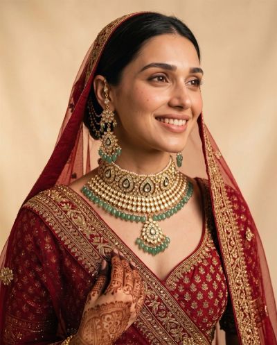 Krishnakumari Rajwadi Choker Set · Yellow Gold · Bridal Sets — Ashok Jewels, Jodhpur view 3