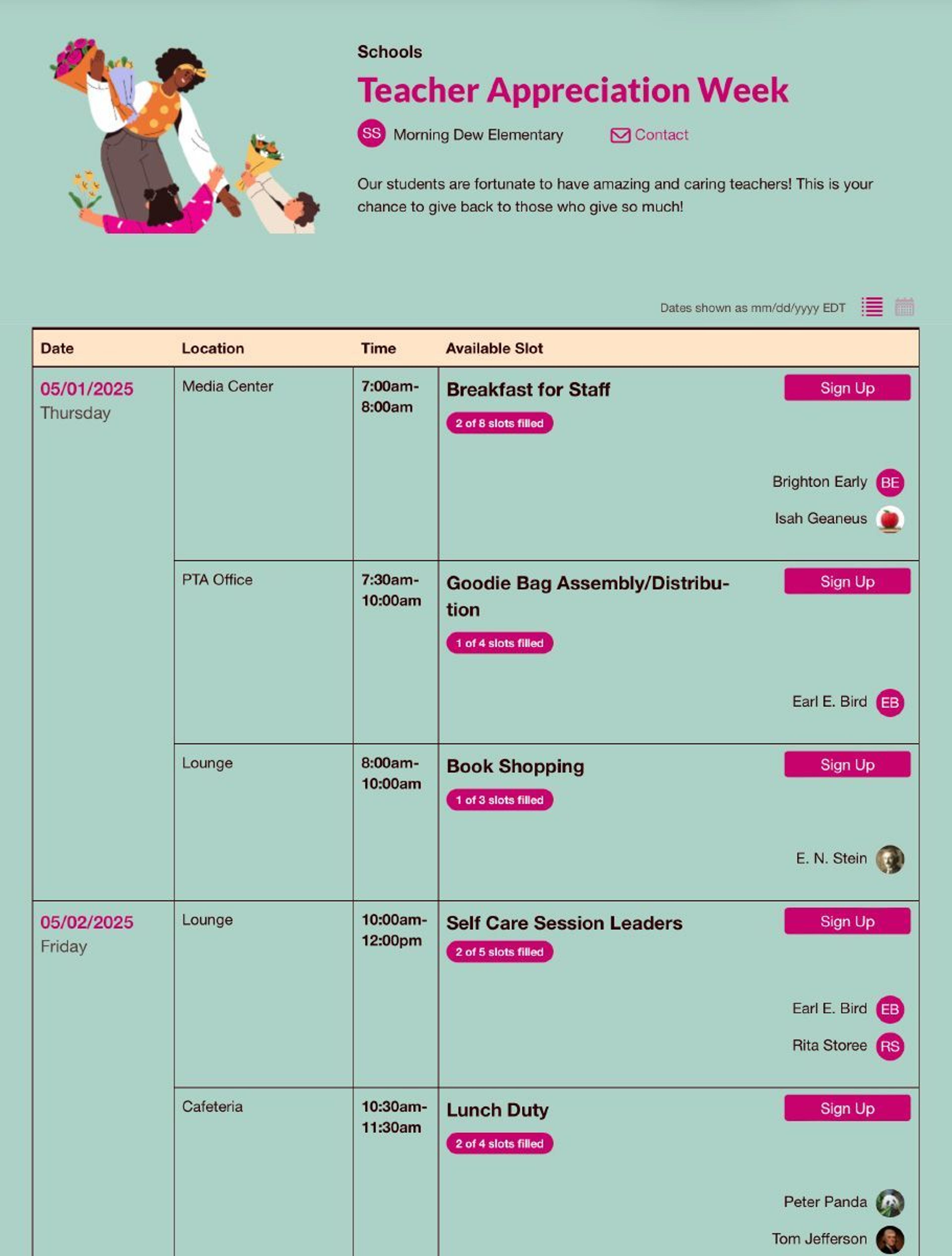 Coordinate Volunteers for Appreciation Activities