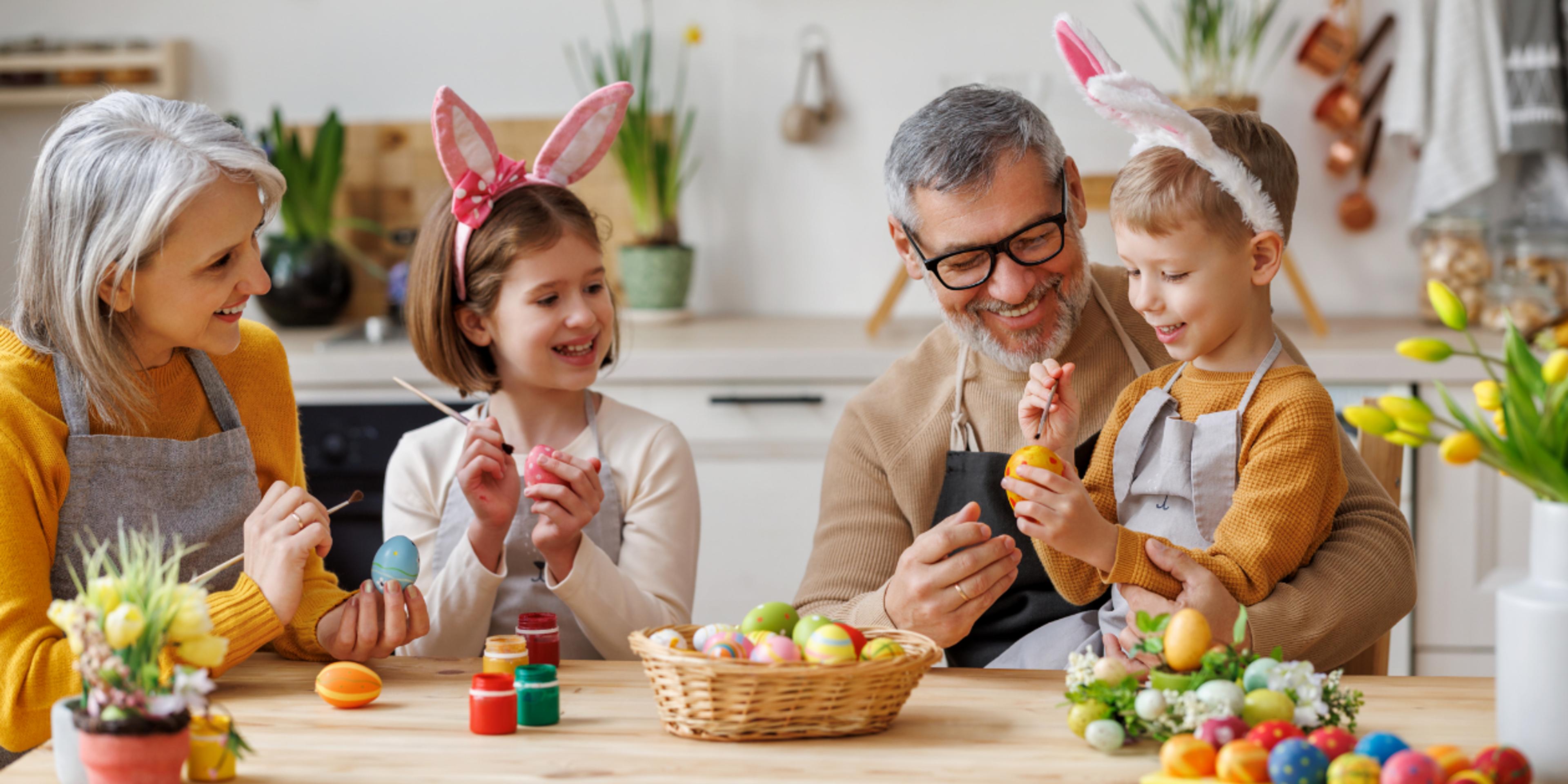 family celebrating easter
