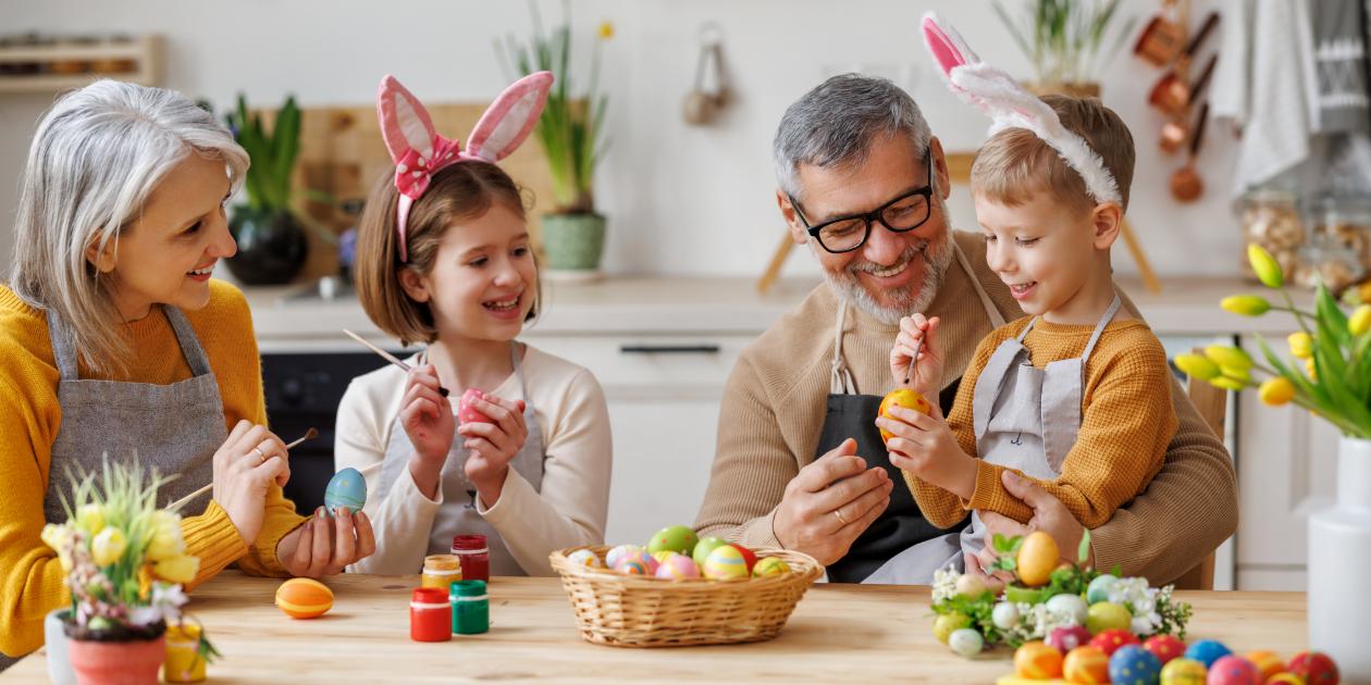 family celebrating easter