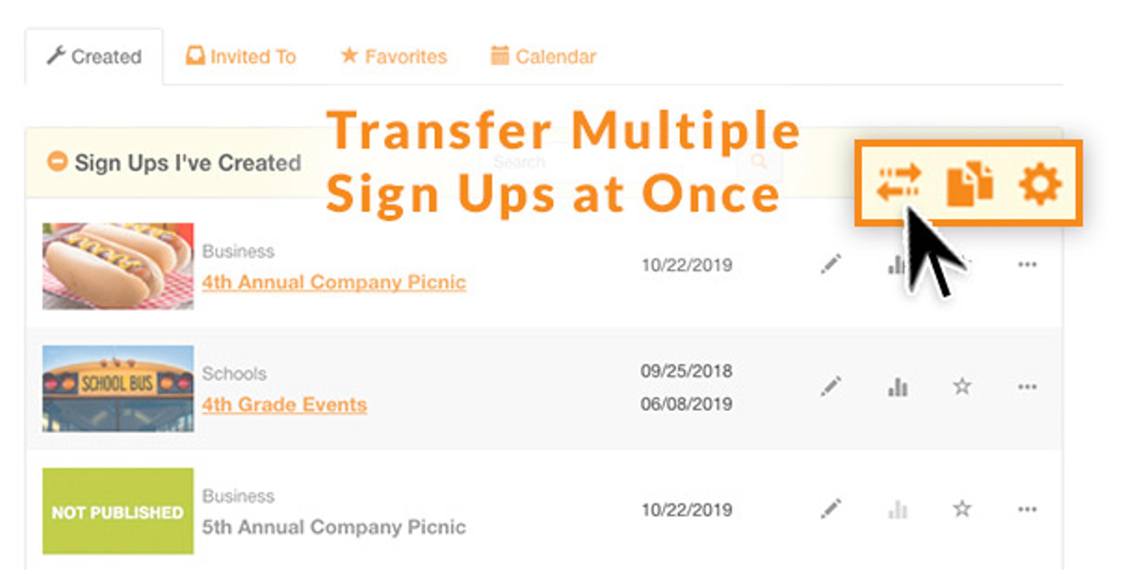 Transfer Multiple Signs Ups