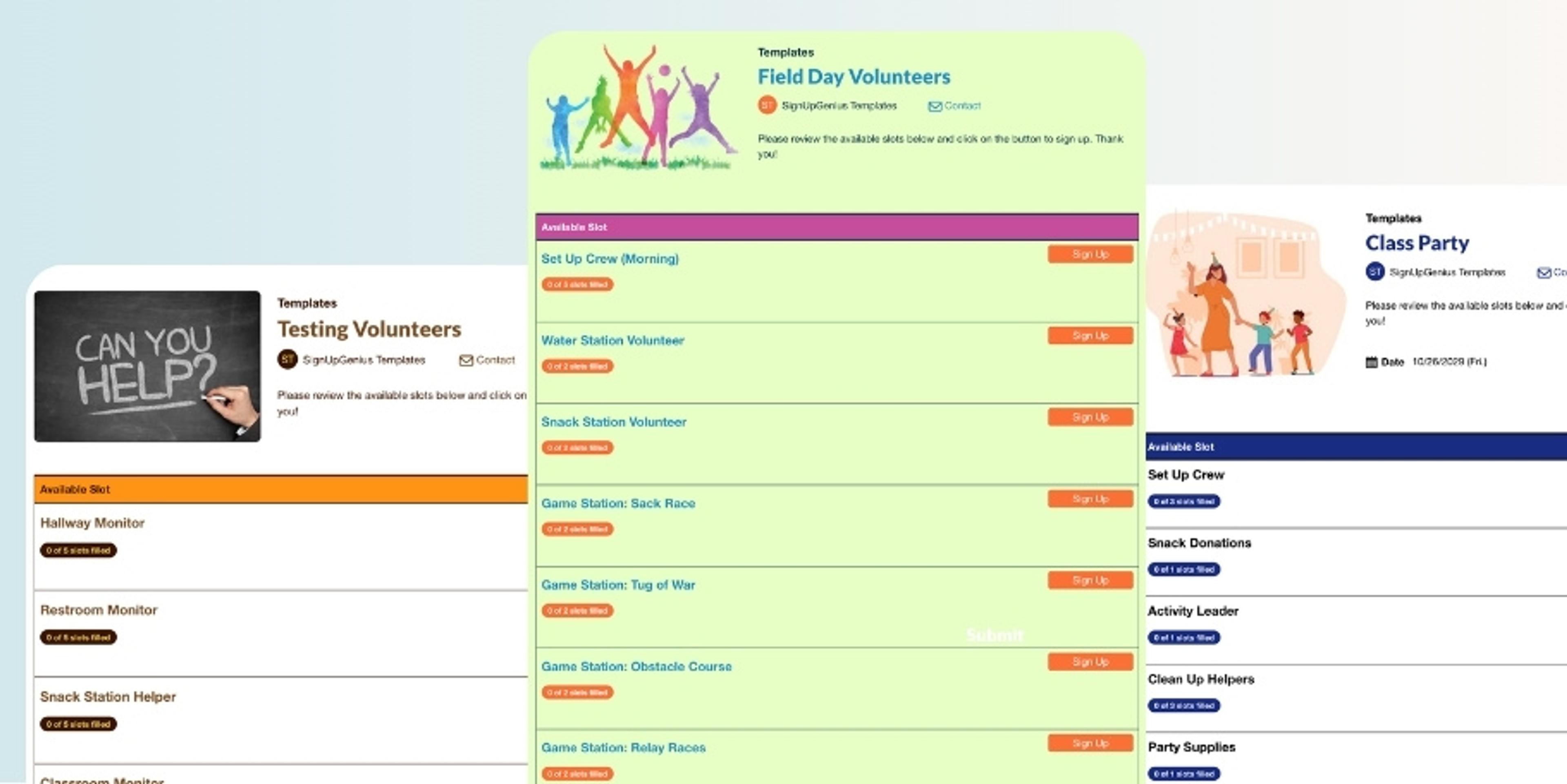 end of year sign up templates