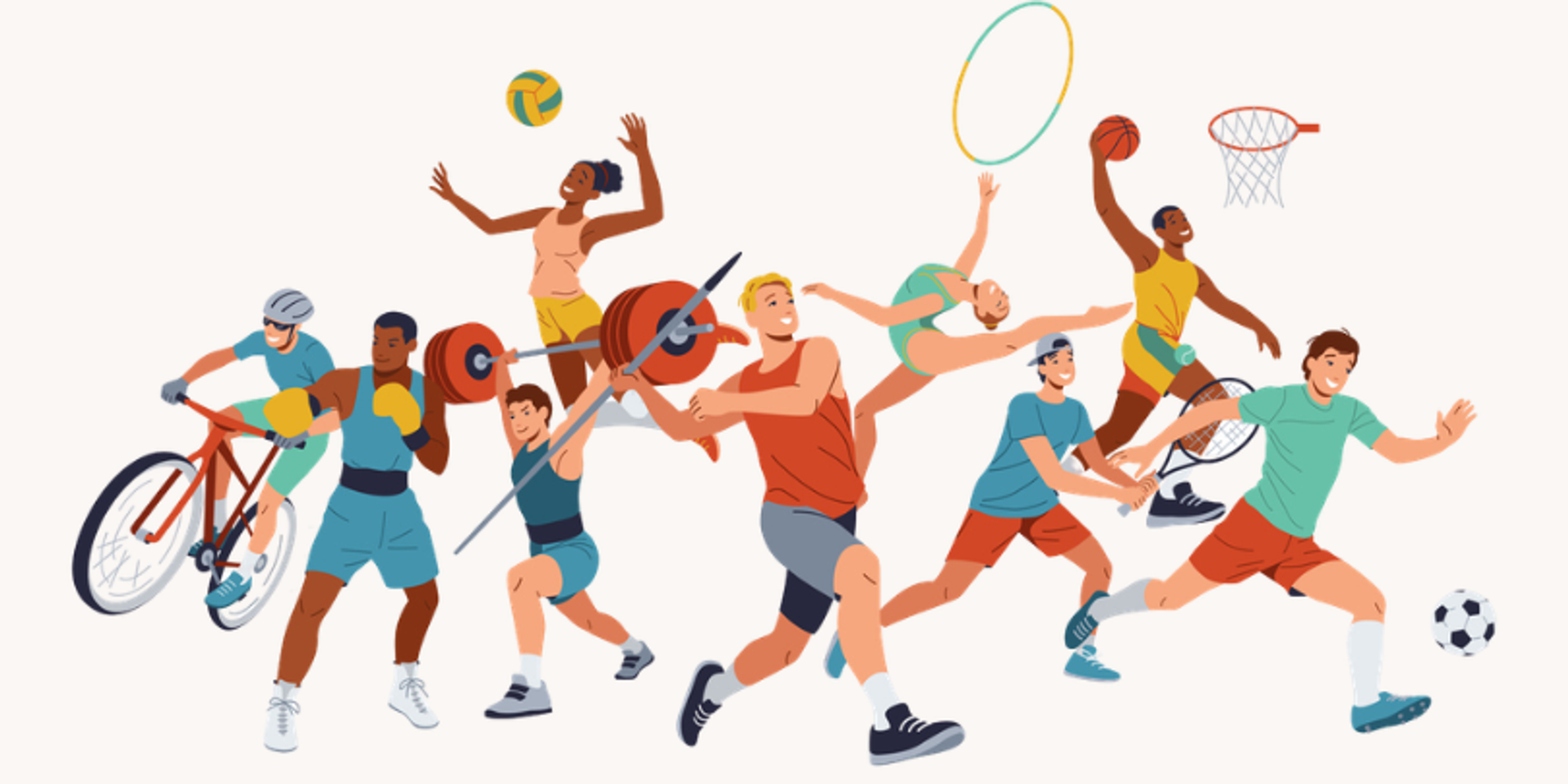 various athletes in motion