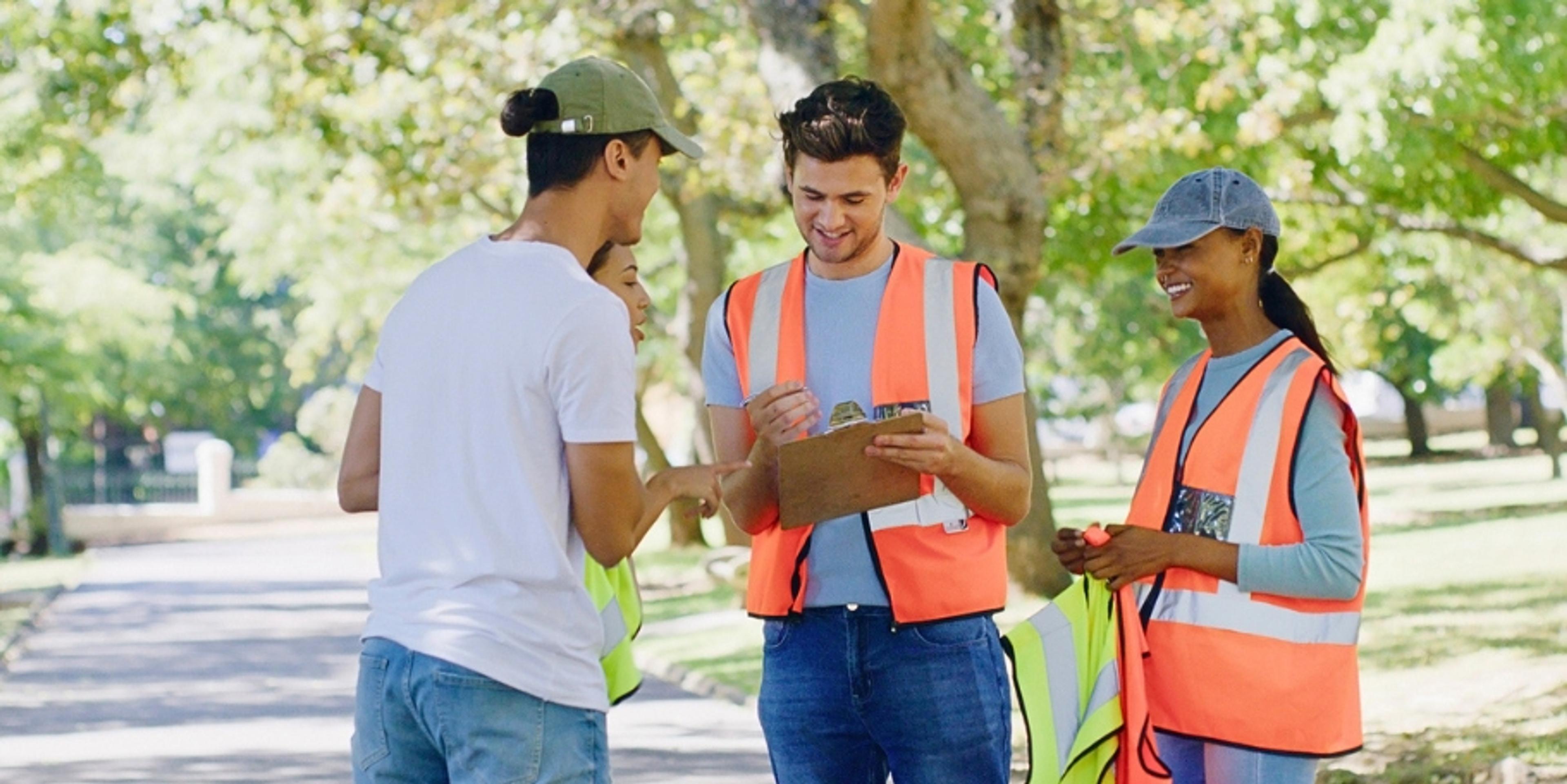 civic volunteers working in community
