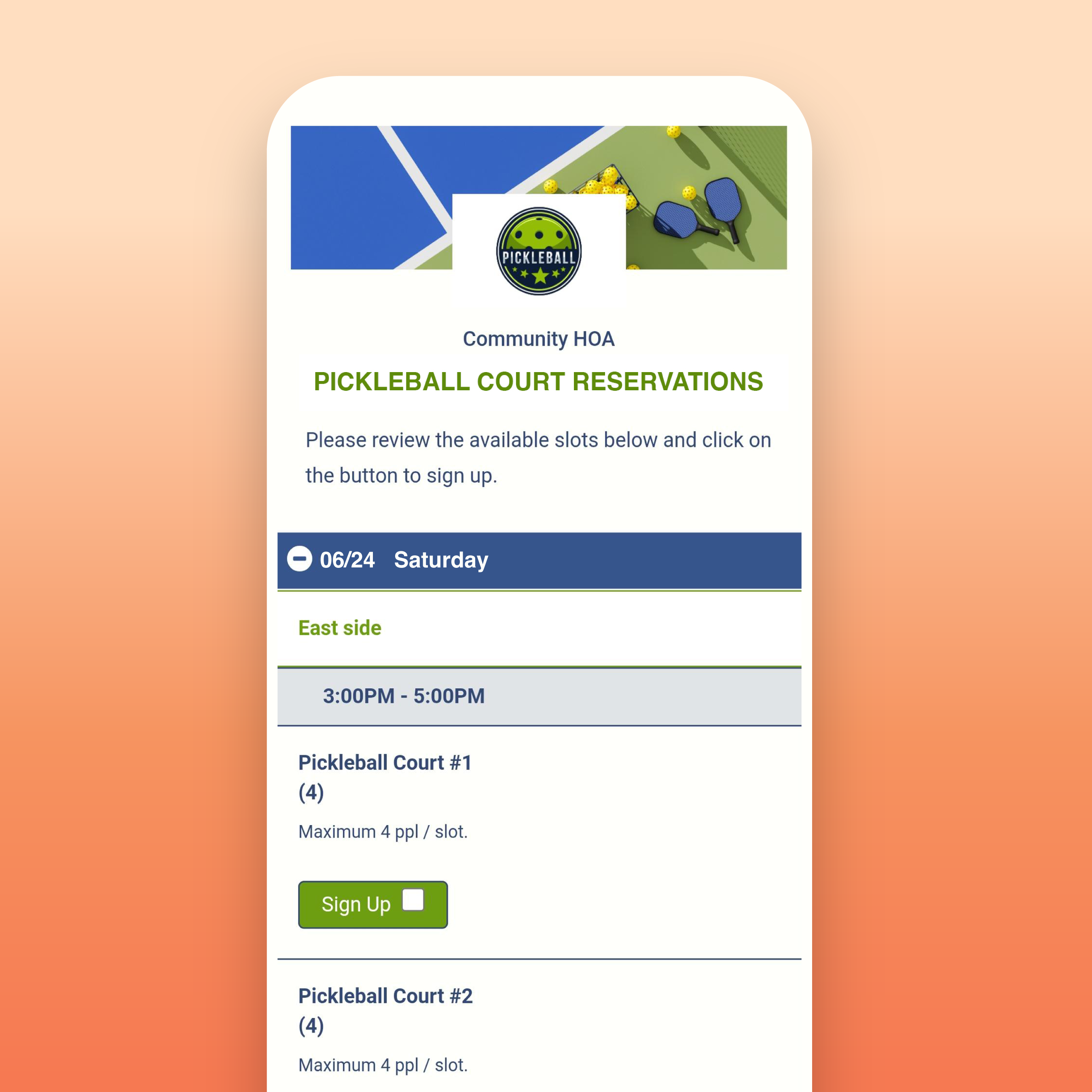 sample sign up on mobile