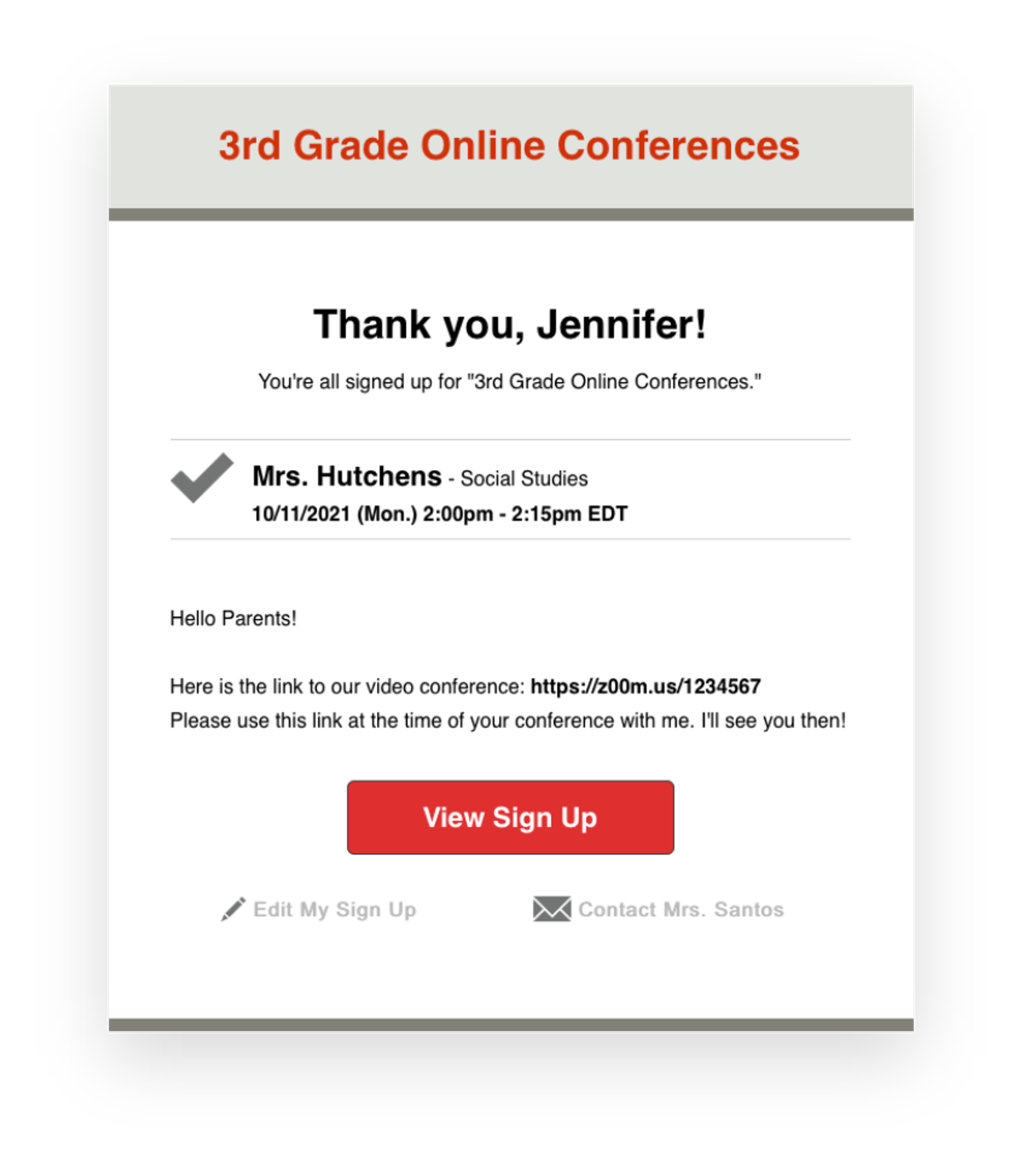 Parent Teacher Conference Sign Up Sheets | SignUpGenius