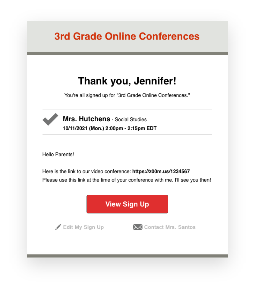 Parent Teacher Conference Sign Up Sheets | SignUpGenius