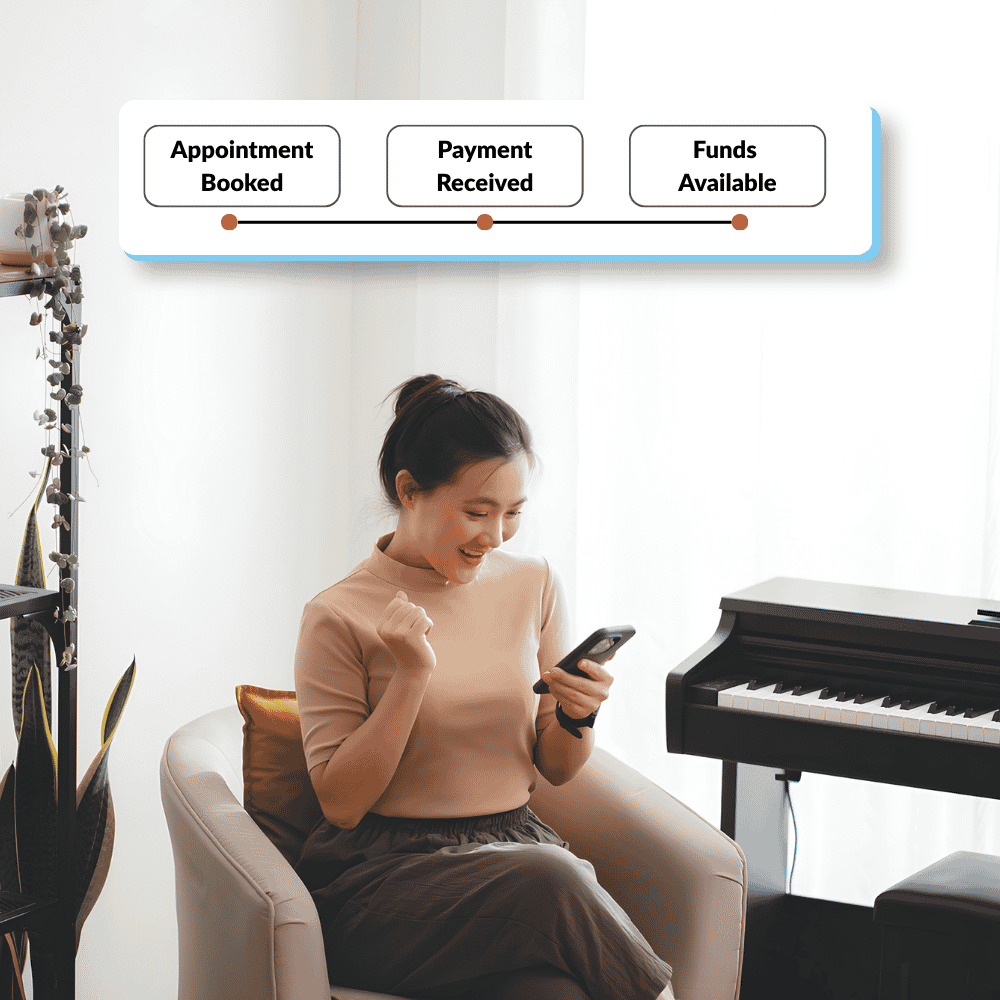 piano teacher on phone