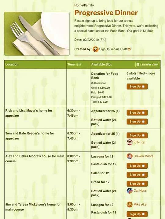 Plan a Progressive Dinner