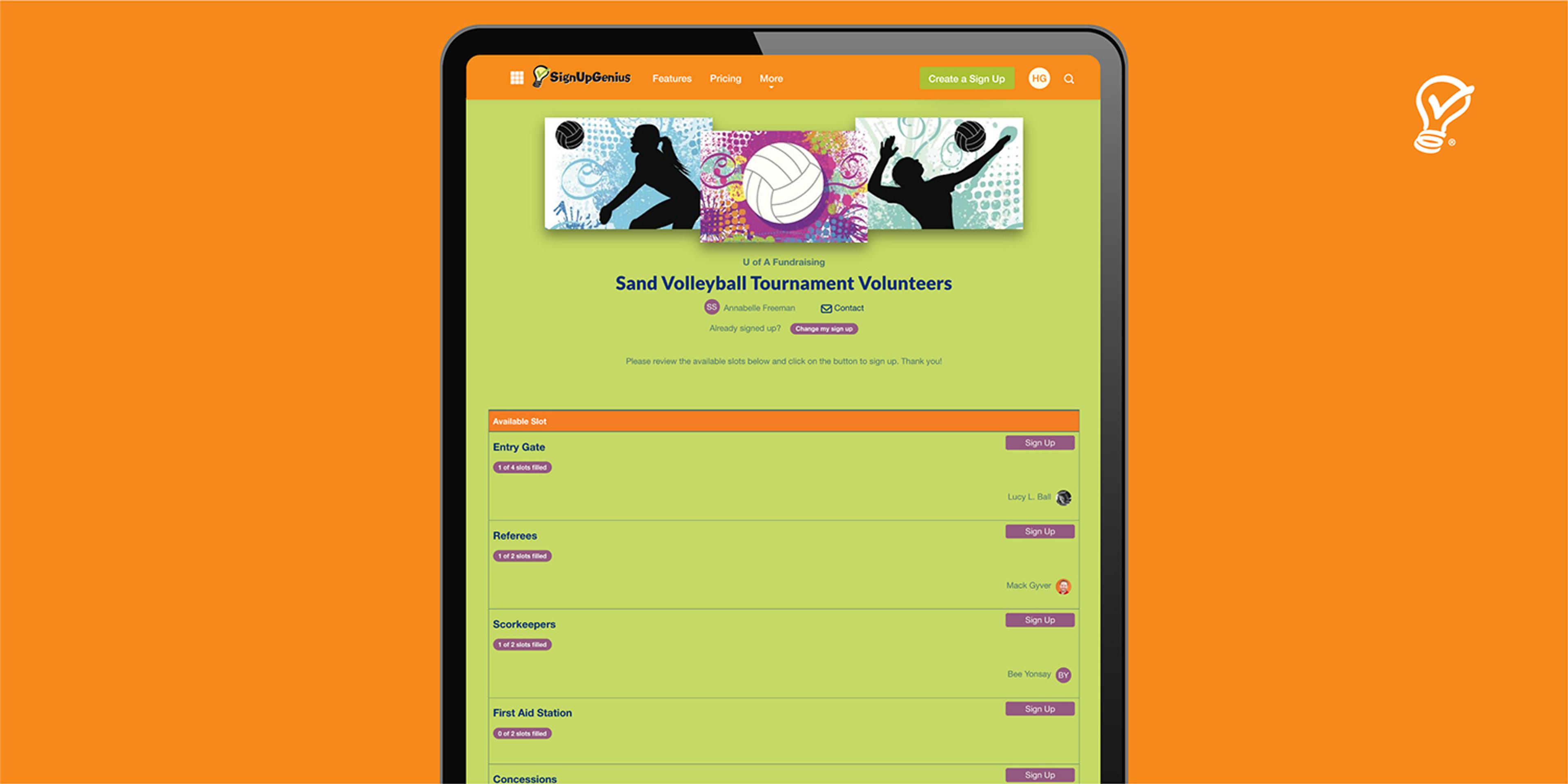 Volleyball Tournament Volunteers Sign Up