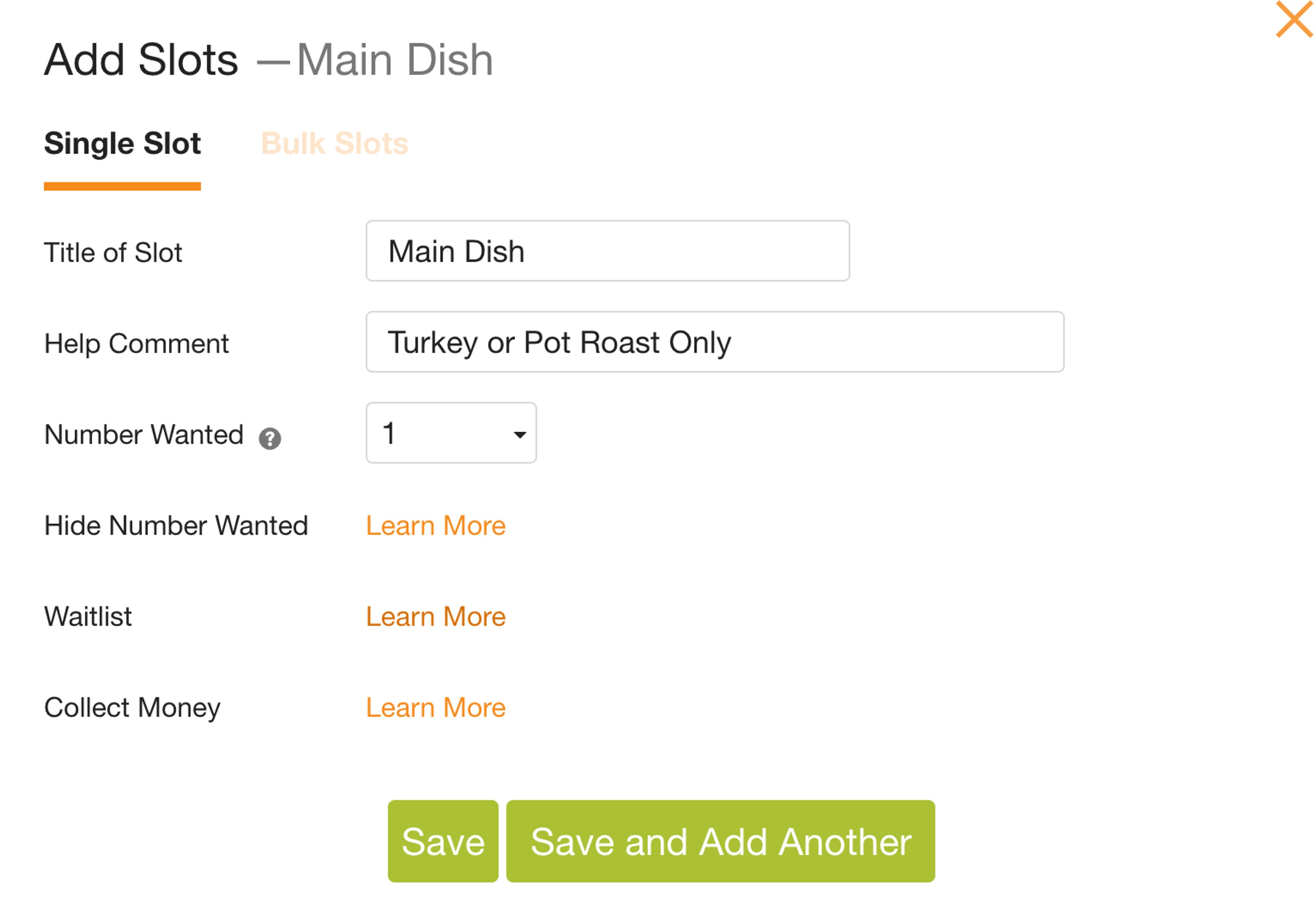 signupgenius potluck slots