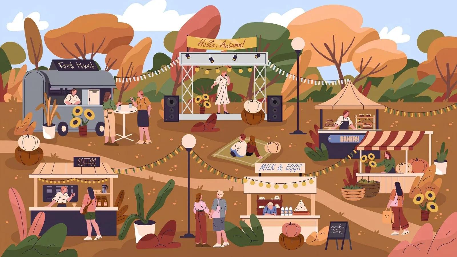 illustration of a fall festival