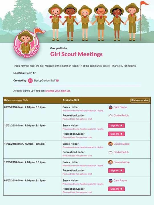 Manage Parent Meeting Volunteers