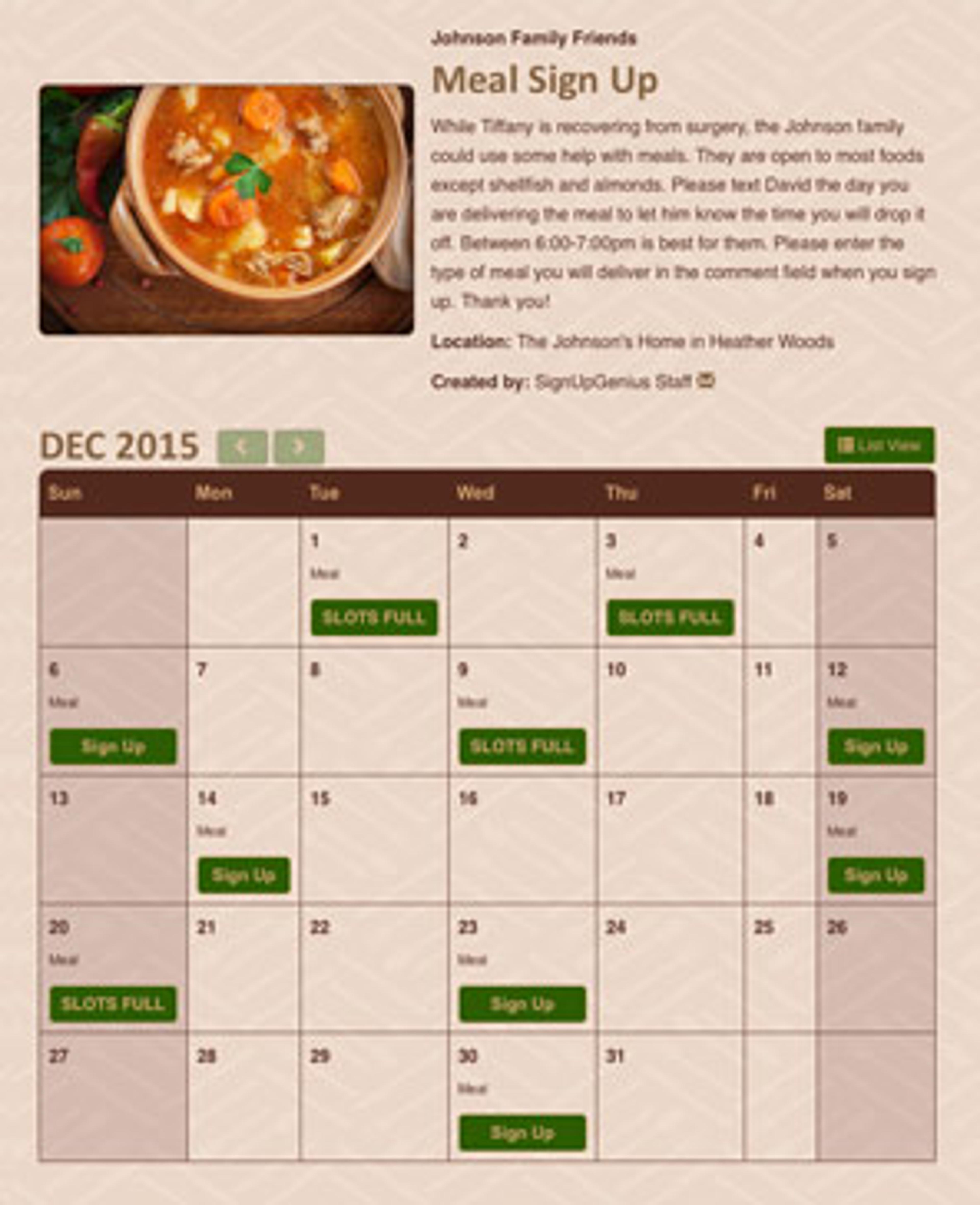 SignUpGenius Introduces New Feature Calendar View 