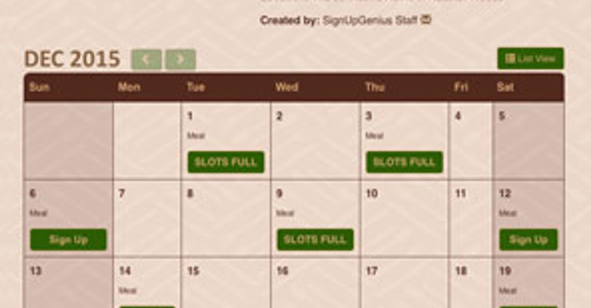 SignUpGenius Introduces New Feature Calendar View