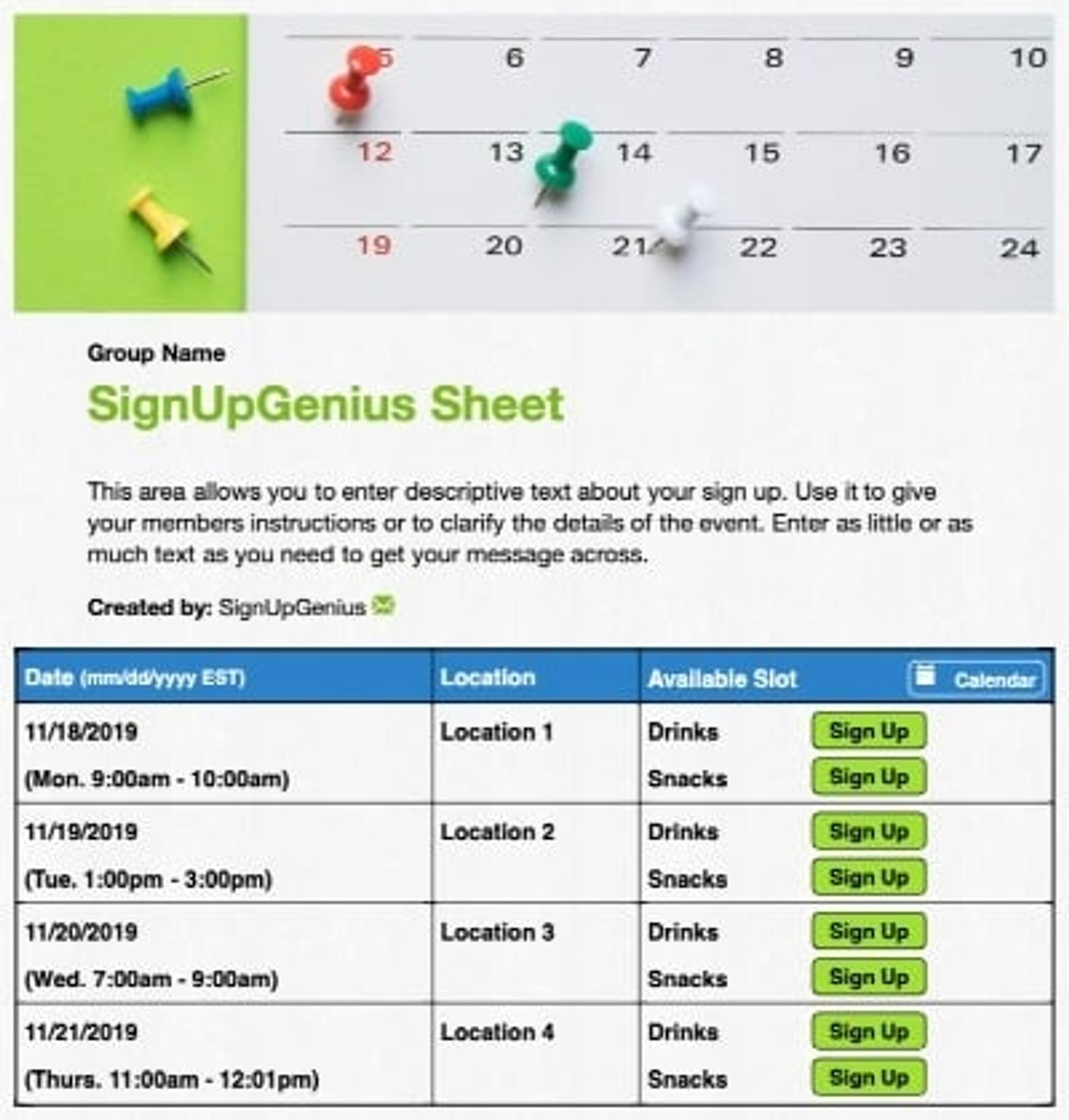 Calendar Schedule