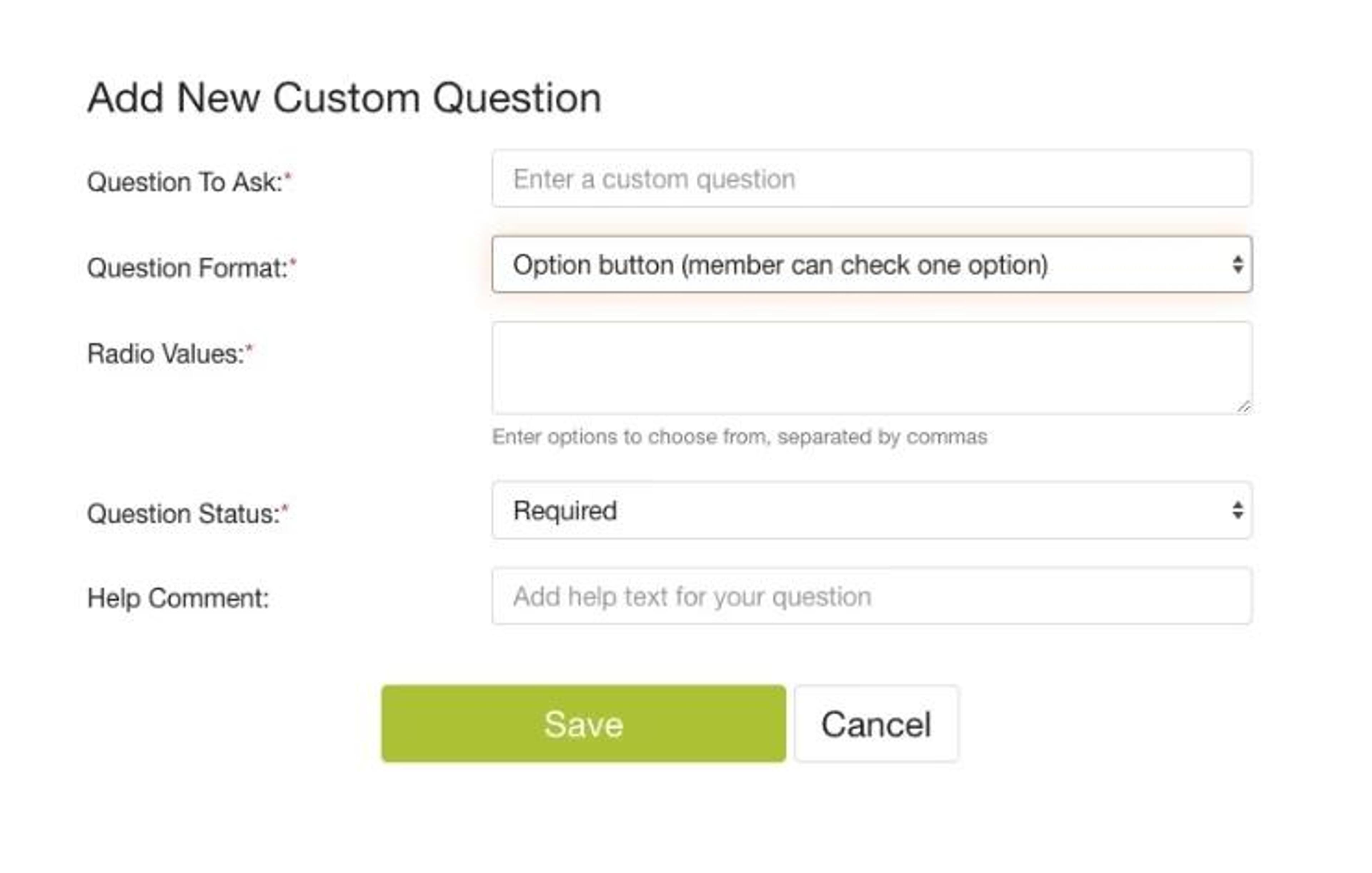 New Custom Question