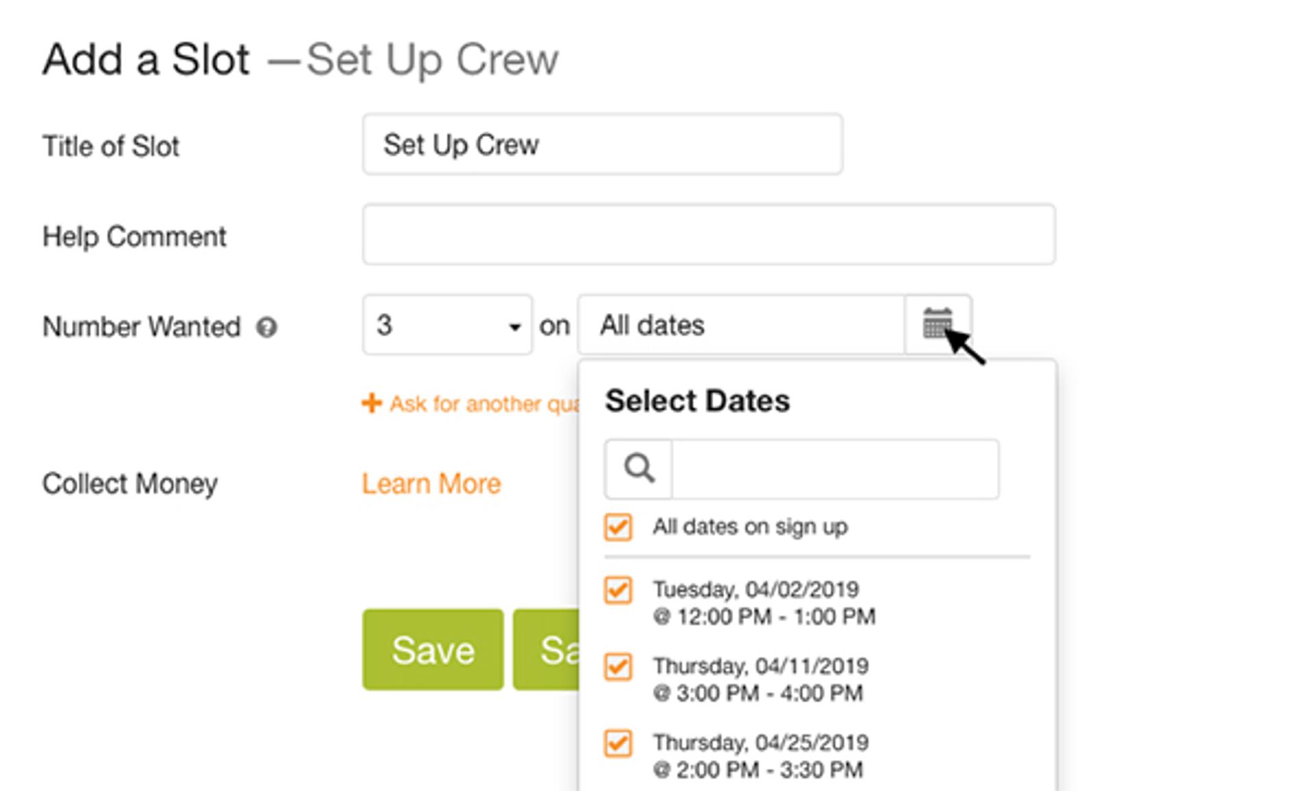 Selecting Dates
