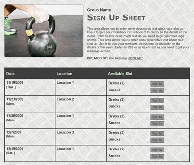 Gym Sign Up