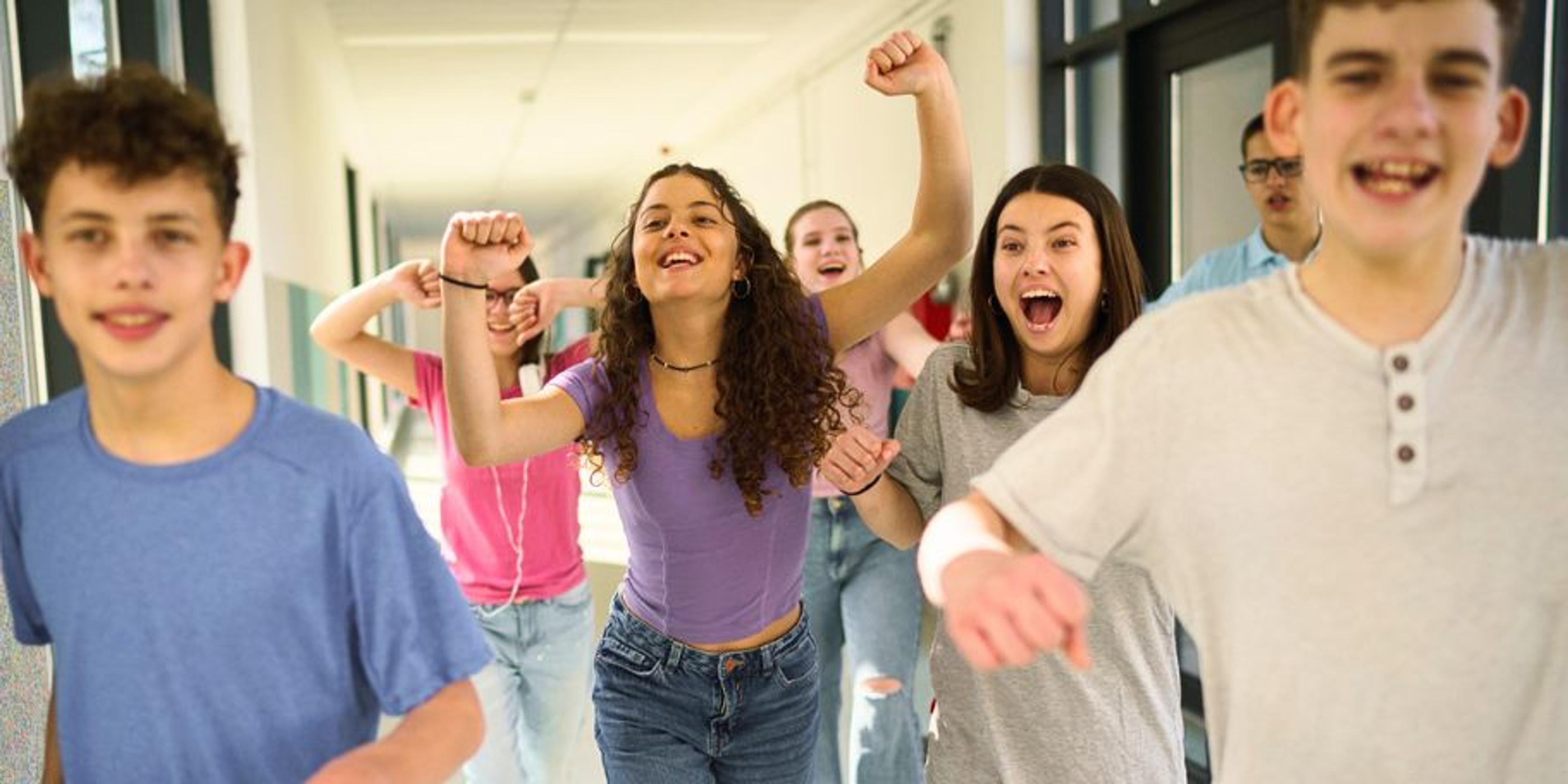 school kids celebrating spirit week