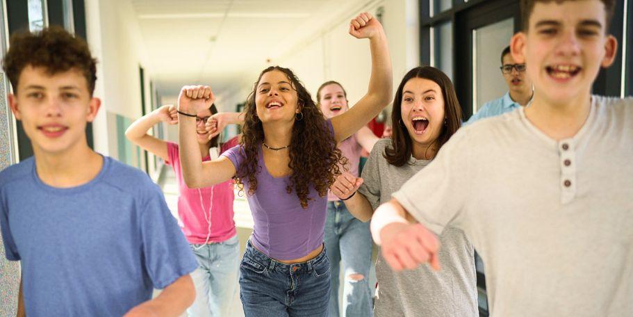 school kids celebrating spirit week