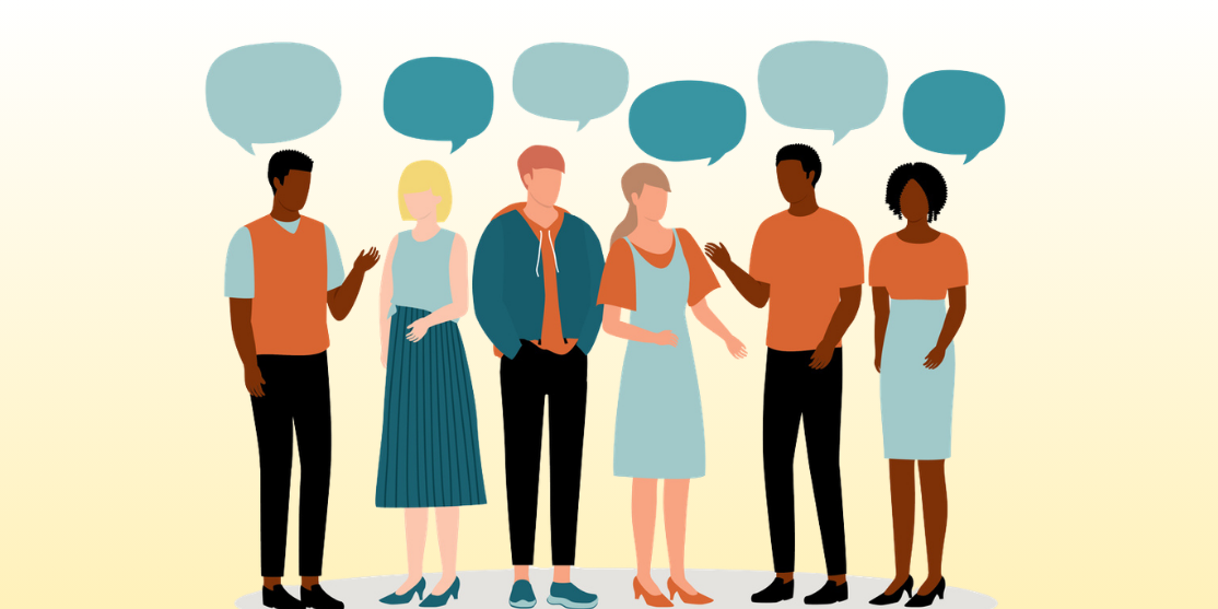 people chatting in a group