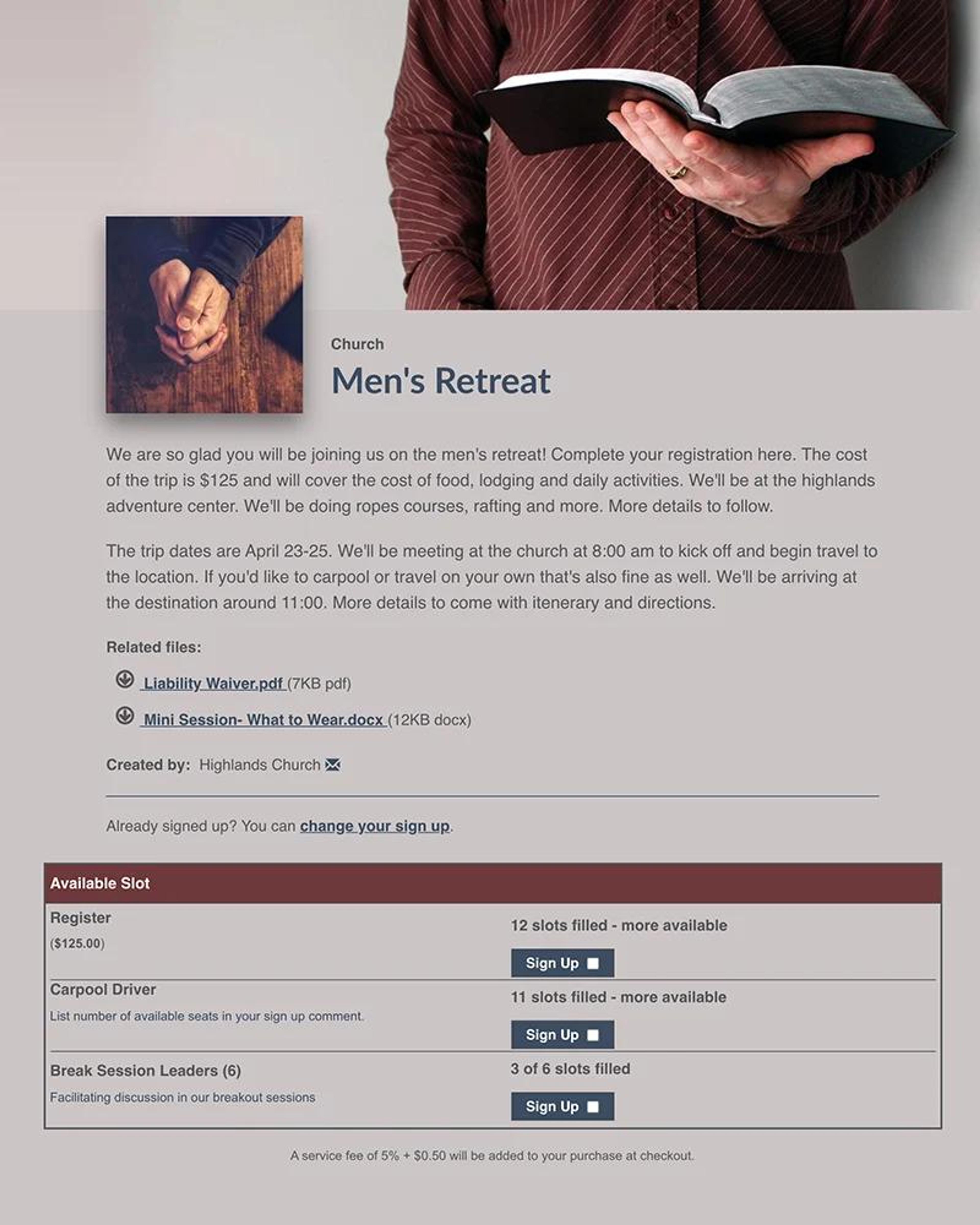 Build online registration forms.