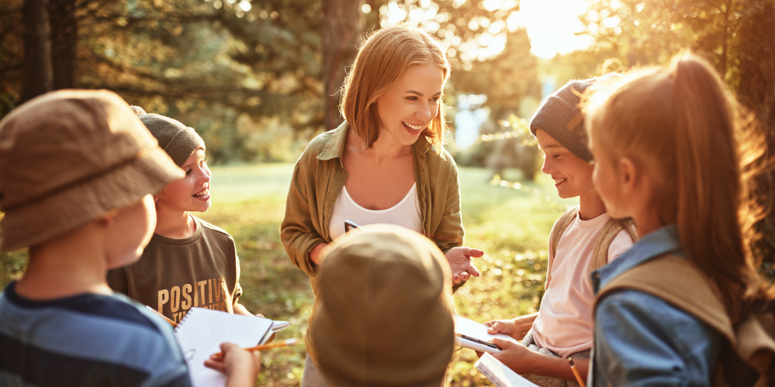 camp counselor with kids